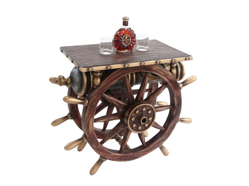 JBSH033_ANTIQUE_SHIPS_WHEEL_TABLE_WITH_VINTAGE_CANNON_DARK_WOOD_EFFECT_TABLE_TOP_1.JPG