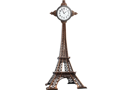JBTH077C FAMOUS EIFFEL TOWER STATUE WITH VINTAGE ANTIQUE CLOCK 8 FOOT TALL