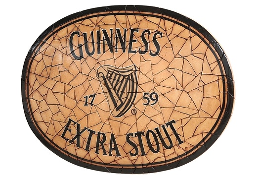 JBTH327A 4 FOOT LONG VINTAGE CRACKED PORCELAIN WALL MOUNTED GUINNESS SIGN