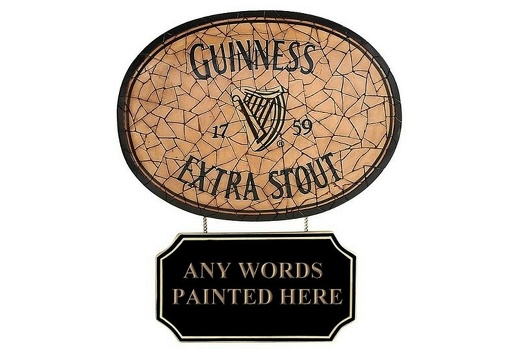 JBTH329 VINTAGE CRACKED PORCELAIN WALL MOUNTED GUINNESS SIGN WITH ADVERT BOARD