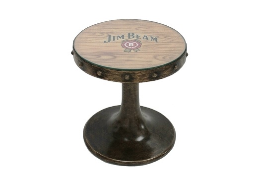 JBTH337H VINTAGE JIM BEAM BARREL TOP TABLE GLASS TOP ANY NAME AVAILABLE