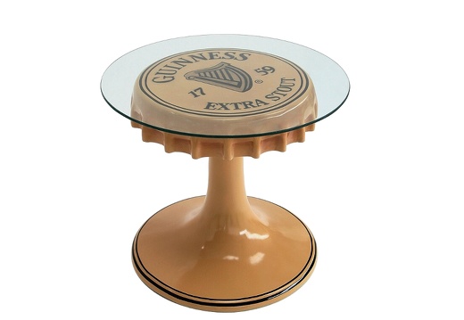 JBTH343 LARGE GUINNESS BOTTLE LID BAR RESTAURANT TABLE WITH GLASS ALL BEER NAMES AVAILABLE