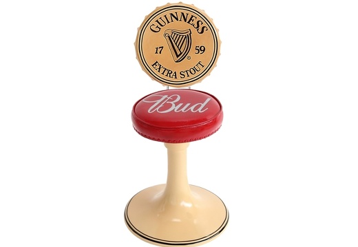 JBTH346A BUDWEISER BAR CHAIR GUINNESS BOTTLE TOP LID BACK REST ANY NAMES PRINTED ON CUSHION LID