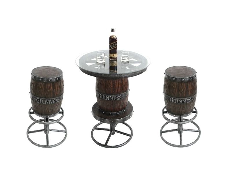 JBTH363H_GUINNESS_BARREL_TABLE_WAGON_WHEEL_TOP_2_GUINNESS_BARREL_BAR_STOOLS_ANY_NAME_AVAILABLE_ON_THE_BARRELS.JPG