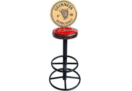 JBTH364A BUDWEISER BAR STOOL GUINNESS BOTTLE LID BACK REST ANY NAMES PRINTED ON CUSHIONS LID