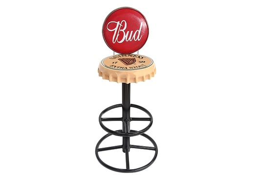 JBTH364 GUINNESS BOTTLE LID BAR STOOL BUDWEISER RED CUSHION BACK REST ALL BEER NAMES AVAILABLE