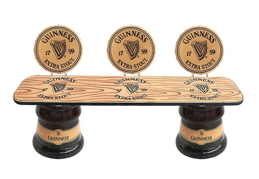 JBTH368A GUINNESS BOTTLE TOP BENCH WOOD EFFECT TOP BOTTLE LID BACK RESTS ANY NAMES PAINTED