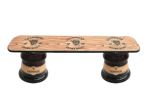 JBTH368 GUINNESS BOTTLE TOP BENCH WITH OLD BEER BARREL WOOD EFFECT TOP ALL BEER NAMES AVAILABLE