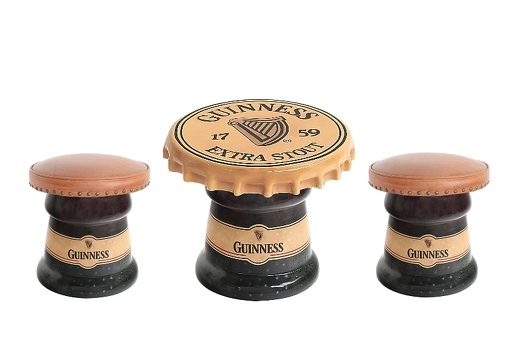 JBTH411 LARGE GUINNESS BOTTLE TOP LID BAR RESTAURANT TABLE BOTTLE TOP STOOL WITH BROWN CUSHION