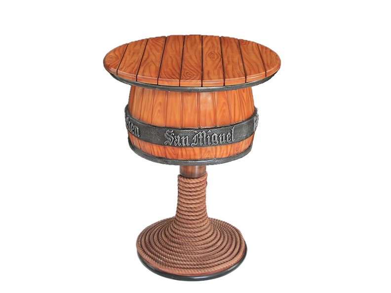 JJ037_BARREL_TABLE_WROUGHT_IRON_4_BEER_NAMES_RING_ON_ROPE_STAND_WOOD_SLATS_TOP.JPG