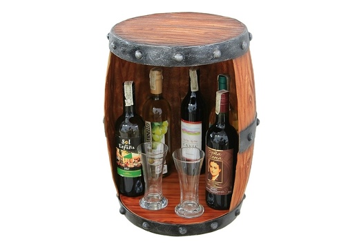JJ047 WALL MOUNTED FREE STANDING CUT OUT ANTIQUE BARREL DISPLAY