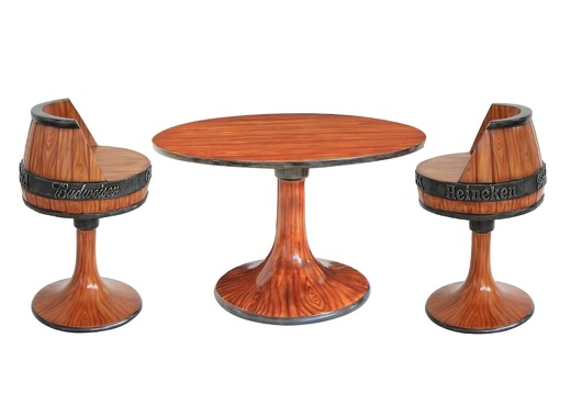 JJ398 2 BARREL CHAIRS TABLE