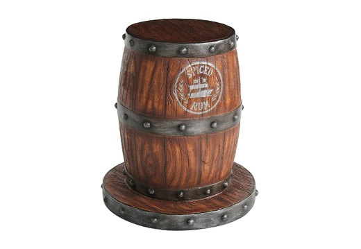 JJ505 DARK WOOD EFFECT BARREL STOOL ANY NAME PAINTED ON THE BARREL 1