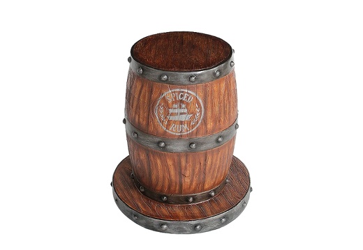 JJ505 DARK WOOD EFFECT BARREL STOOL ANY NAME PAINTED ON THE BARREL 2