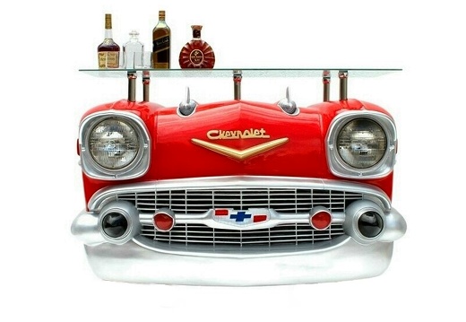 72RED 57 CHEVY RETRO VINTAGE WALL MOUNTED CAR SHELF BAR 1 RED