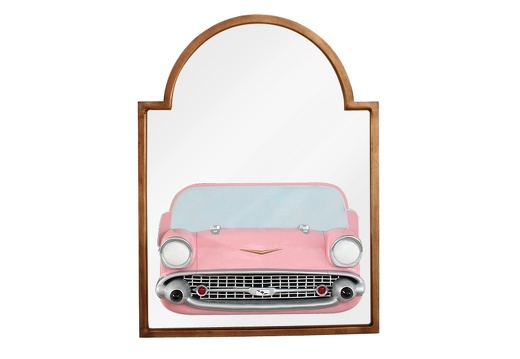 BJM0030 PINK CHEVY VINTAGE CAR WALL MOUNTED MIRROR 1