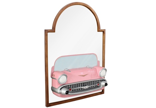 BJM0030 PINK CHEVY VINTAGE CAR WALL MOUNTED MIRROR 2