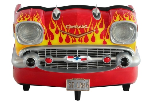BJM0046 RED WITH FLAMES VINTAGE CAR SOFA FRONT END OF CAR 1