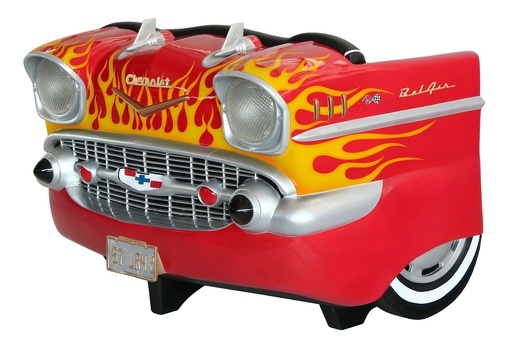 BJM0046 RED WITH FLAMES VINTAGE CAR SOFA FRONT END OF CAR 3