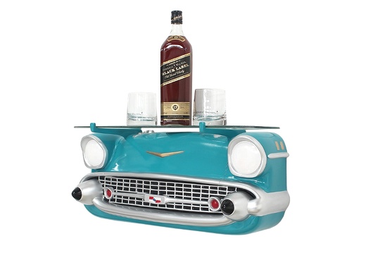 JBCR038 57 CHEVY SMALL VINTAGE WALL MOUNTED CAR SHELF TURQUOISE