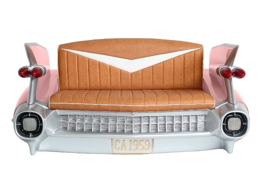 JBCR080 PINK VINTAGE CADILLAC CAR SOFA WITH MAGAZINES ACCESSORIES RACK 2