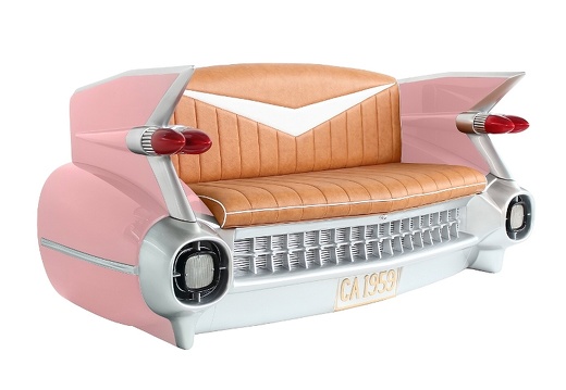 JBCR080 PINK VINTAGE CADILLAC CAR SOFA WITH MAGAZINES ACCESSORIES RACK 5
