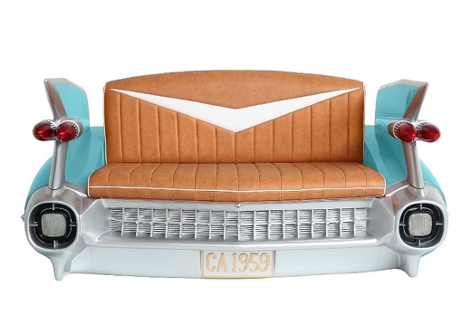 JBCR082 TURQUOISE VINTAGE CADILLAC CAR SOFA WITH MAGAZINES ACCESSORIES RACK 2