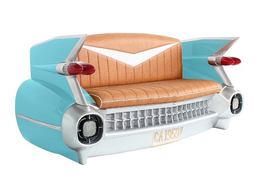 JBCR082 TURQUOISE VINTAGE CADILLAC CAR SOFA WITH MAGAZINES ACCESSORIES RACK 5