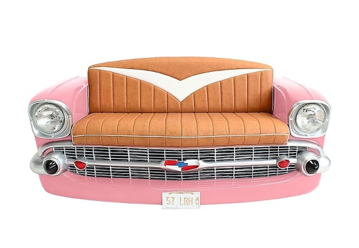 JBCR092 VINTAGE 57 CHEVY BEL AIR CAR SOFA WITH MAGAZINES ACCESSORIES RACK PINK 1
