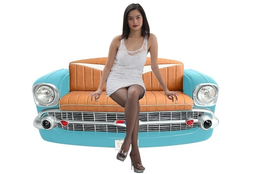 JBCR093 VINTAGE 57 CHEVY BEL AIR CAR SOFA WITH MAGAZINES ACCESSORIES RACK TURQUOISE 1