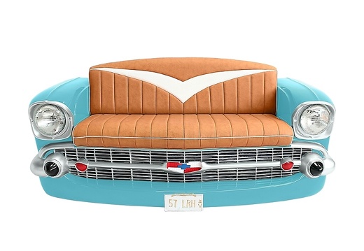 JBCR093 VINTAGE 57 CHEVY BEL AIR CAR SOFA WITH MAGAZINES ACCESSORIES RACK TURQUOISE 2