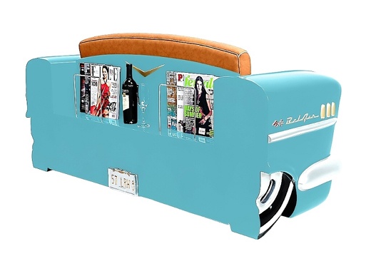 JBCR093 VINTAGE 57 CHEVY BEL AIR CAR SOFA WITH MAGAZINES ACCESSORIES RACK TURQUOISE 3