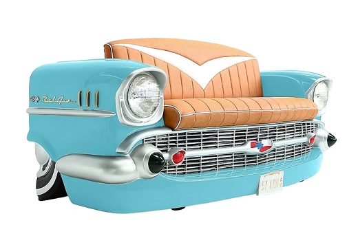 JBCR093 VINTAGE 57 CHEVY BEL AIR CAR SOFA WITH MAGAZINES ACCESSORIES RACK TURQUOISE 4