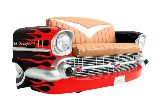 JBCR100 VINTAGE 57 CHEVY BEL AIR CAR SOFA WITH RED FLAMES 1