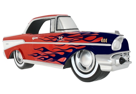 JBCR113 RED 57 CHEVY CAR WALL DECOR WITH BLUE FLAMES
