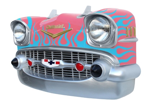 JBCR178 VINTAGE 57 CHEVY BEL AIR WALL MOUNTED CAR DECOR PINK LIGHT BLUE FLAMES