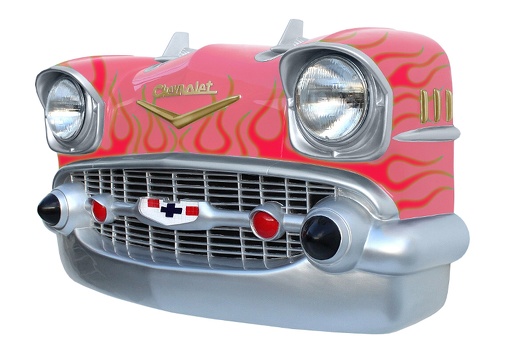 JBCR179 VINTAGE 57 CHEVY BEL AIR WALL MOUNTED CAR DECOR PINK RED ORANGE FLAMES