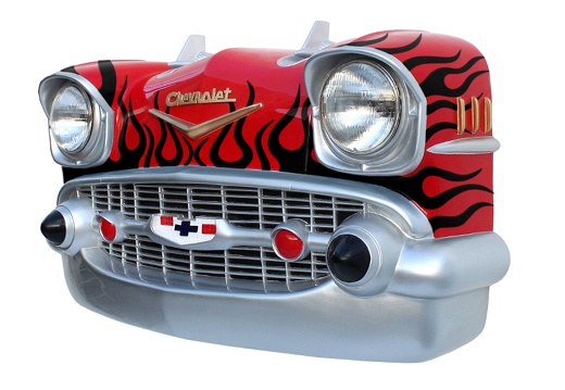 JBCR180 VINTAGE 57 CHEVY BEL AIR WALL MOUNTED CAR DECOR RED BLACK FLAMES