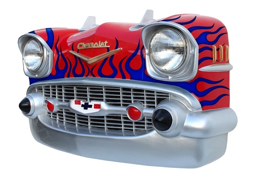 JBCR181 VINTAGE 57 CHEVY BEL AIR WALL MOUNTED CAR DECOR RED BLUE FLAMES