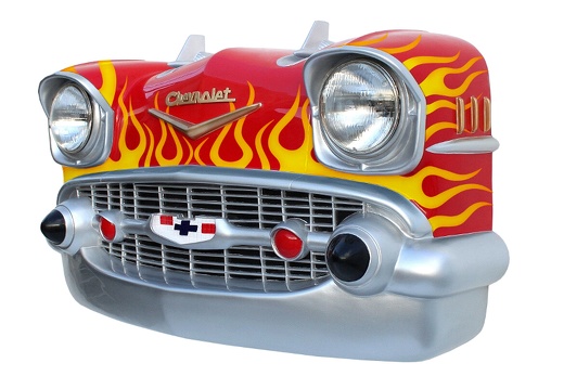 JBCR182 VINTAGE 57 CHEVY BEL AIR WALL MOUNTED CAR DECOR RED ORANGE FLAMES