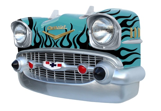JBCR184 VINTAGE 57 CHEVY BEL AIR WALL MOUNTED CAR DECOR TURQUOISE BLACK FLAMES