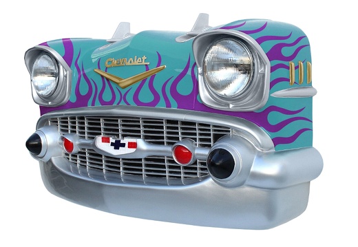 JBCR187 VINTAGE 57 CHEVY BEL AIR WALL MOUNTED CAR DECOR TURQUOISE PURPLE FLAMES