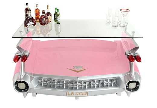 JBCR252 PINK VINTAGE 1959 CADILLAC CAR BAR WITH OPENING STORAGE BOOT 7