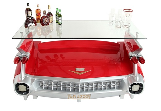 JBCR255 RED VINTAGE 1959 CADILLAC CAR BAR WITH OPENING STORAGE BOOT 7