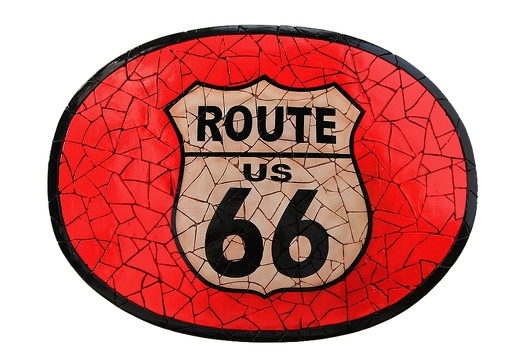 JBCR330 2 FOOT LONG VINTAGE CRACKED ROUTE US 66 MOSAIC ROAD SIGN TILE WALL MOUNTED