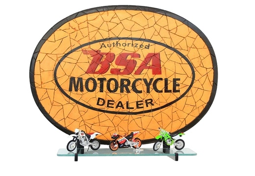 JJ099 VINTAGE BSA MOTORCYCLE MOSAIC TILE SIGN SELF WALL MOUNTED 1