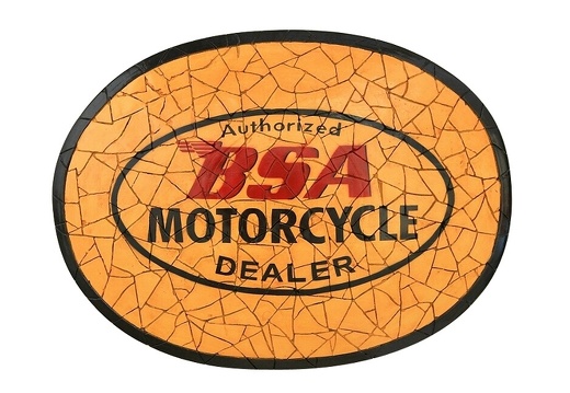 JJ100A 4 FOOT LONG VINTAGE CRACKED BSA MOTORCYCLE MOSAIC TILE SIGN WALL MOUNTED