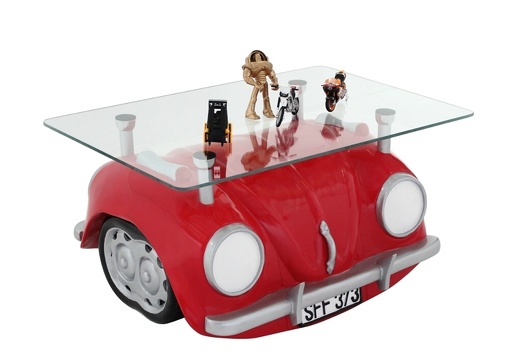 JJ1823 VINTAGE RED VOLKSWAGEN BEETLE TABLE DOUBLE SIDED 1