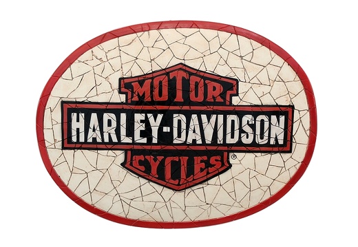 JJ302A 4 FOOT LONG VINTAGE HARLEY DAVIDSON MOTORCYCLE MOSAIC TILE WALL MOUNTED