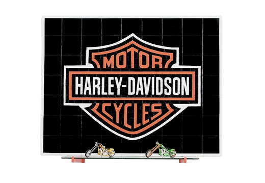 JJ304 LARGE HARLEY DAVIDSON MOTORCYCLE MOSAIC TILE GLASS SHELF WALL MOUNTED 1